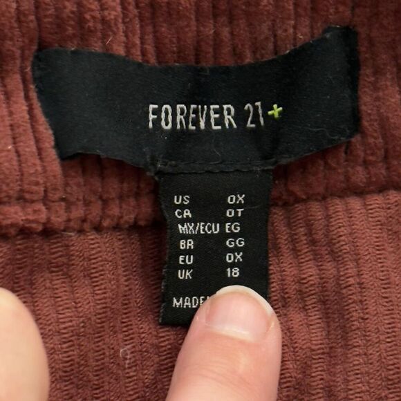 NWOT Forever 21 Plus Size (0X / XXL) Corduroy Mini Skirt, High Waisted, Button-F - Picture 11 of 14